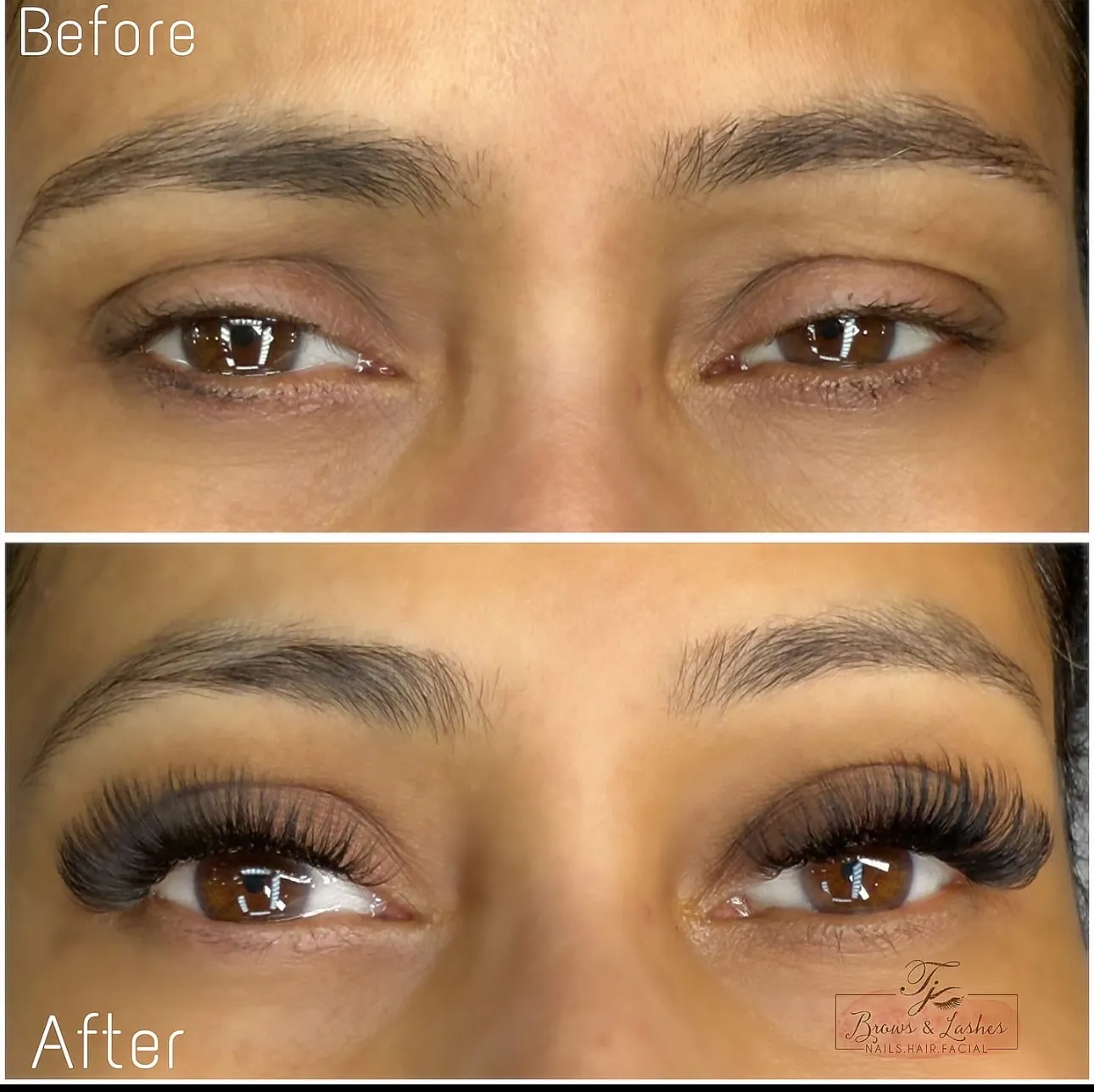 Dramatic eyelash extension transformation